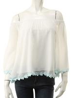 【ECURY】フラワーシフォンオフショルチュニック/ホワイト