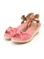 【Funny show】結びデザインアンクルストラップサンダル/ブラック雑材