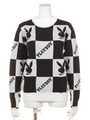 【Joyrich×PLAYBOY】Playboy Checkered Knit Crew/BLACK