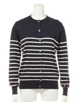 14Gクルーネックボーダーカーデ/ダークミックス