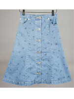 【AULA AILA by the sea】パームツリーデニムフレアSK/ライトブルー