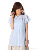 ストライプデシンシャツチュニック 3/サックスーシロ