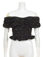 ダイヤ柄オフショルトップス/BLK