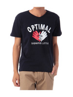 ハンドモチーフプリントTシャツ/ネイビー系(093)