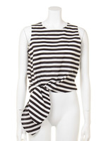 リネンノースリボーダープルオーバー/WHTxBLK