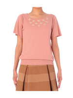 リボンフラワー刺しゅうニットプルオーバー/ピンク系(072)