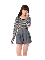 刺しゅうロゴ入りギャザーショートパンツ/ブルー系(393)