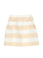 鹿の子調ボーダースカート/ライトベージュ(351)