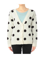 BIGドットVネックニットカーディガン/ホワイト(704)