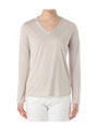 [L]ウォッシャブルシルクVネックプルオーバー/ベージュ系(051)