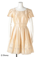 【Disney Collection】シンデレラ刺繍シャンタンワンピース/ベージュ