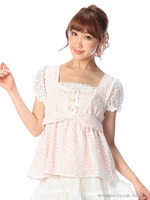 【Penderie】レース重ねリボンチュニック/ピンク