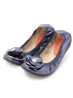 ビジュー付きフラワーバレエシューズ/ブルー系(093)