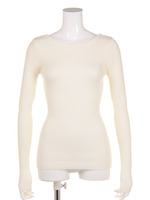 BACK UネックRIBニット/ホワイト