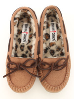 【MINNETONKA】レオパードフェイクファーモカシン/ブラウンスウェード