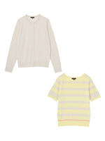 [S]ボーダーツインニット/イエロー系(330)