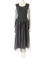 【CEDNIE】ノースリーブニット×チュールスカートワンピース/グレー