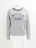 【宮田聡子さんカタログ着用】チェーン付ロゴトップス/グレー