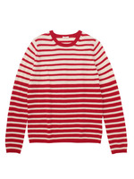 ウールボーダーニットプルオーバー/レッド系(563)