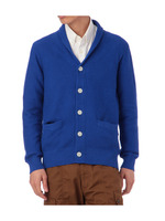 ショールカラーニットカーディガン/ブルー系(092)