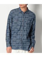 ジオメトリック柄デニムシャツ/ライトブルー(091)