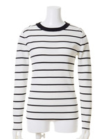 ボーダータイトニットプルオーバー/NVYxWHT