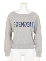 ミニ裏毛スパンコールロゴボートネックプルオーバー/ライトグレー