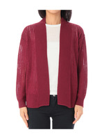 リブ前開きニットカーディガン/レッド系(064)