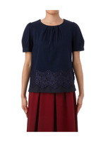 レース使いフロントタックカットソー/ネイビー系(093)