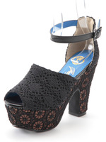 厚底アンクルストラップサンダル/BLACK COMBI