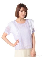 透け花柄ブラウス/ネイビー