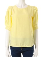 【ECURY】タックスリーブブラウス/パステルイエロー