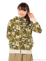 カモフラージュフラワー裏毛パーカ/カーキ