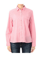 ギンガムチェックコットン長袖シャツ/ピンク系(262)