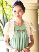 ツイストギャザースリーブボレロ/ペールベージュ