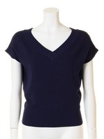 バックリボンフレンチスリーブVニット/ネイビー