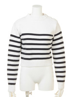 パネルボーダーボタンニット/グレー