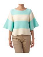 ビッグボーダー クロップドニットプルオーバー/グリーン系(021)