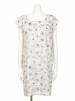 ぼかしフラワーシンプルワンピース/サックス