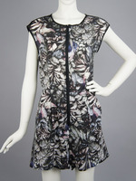 バードプリントショートオールインワン/グレー