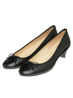 プレーンリボンパンプス/ブラック