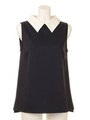 DOUBLE FACE PIQUE SLEEVELESS TOP/NAVY*WHITE