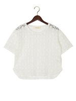JCT C/NY レースクルーネックショートスリーブT/WHITE