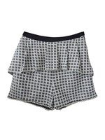 check peplum short pants/black*offwhite