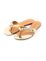 【CARRANO】ビジューフラットサンダル/ゴールド