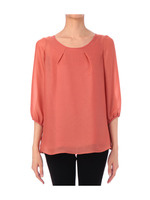 シアーボーダーブラウス/オレンジ系(067)