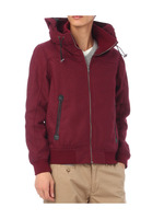 スタンドフードリブ切り替えジップブルゾン/ワインレッド(063)