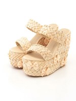 リボン雑材サンダル/ホワイト