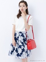 レース異素材/TOPS半袖/グレー