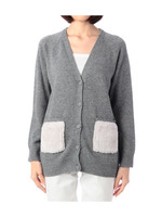 配色ポケットラグランニットカーディガン/ホワイト(003)